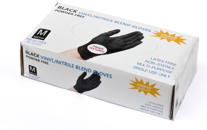 Wally Plastic перчатки VINYL/NITRILE BLEND GLOVES черный синий  100 шт